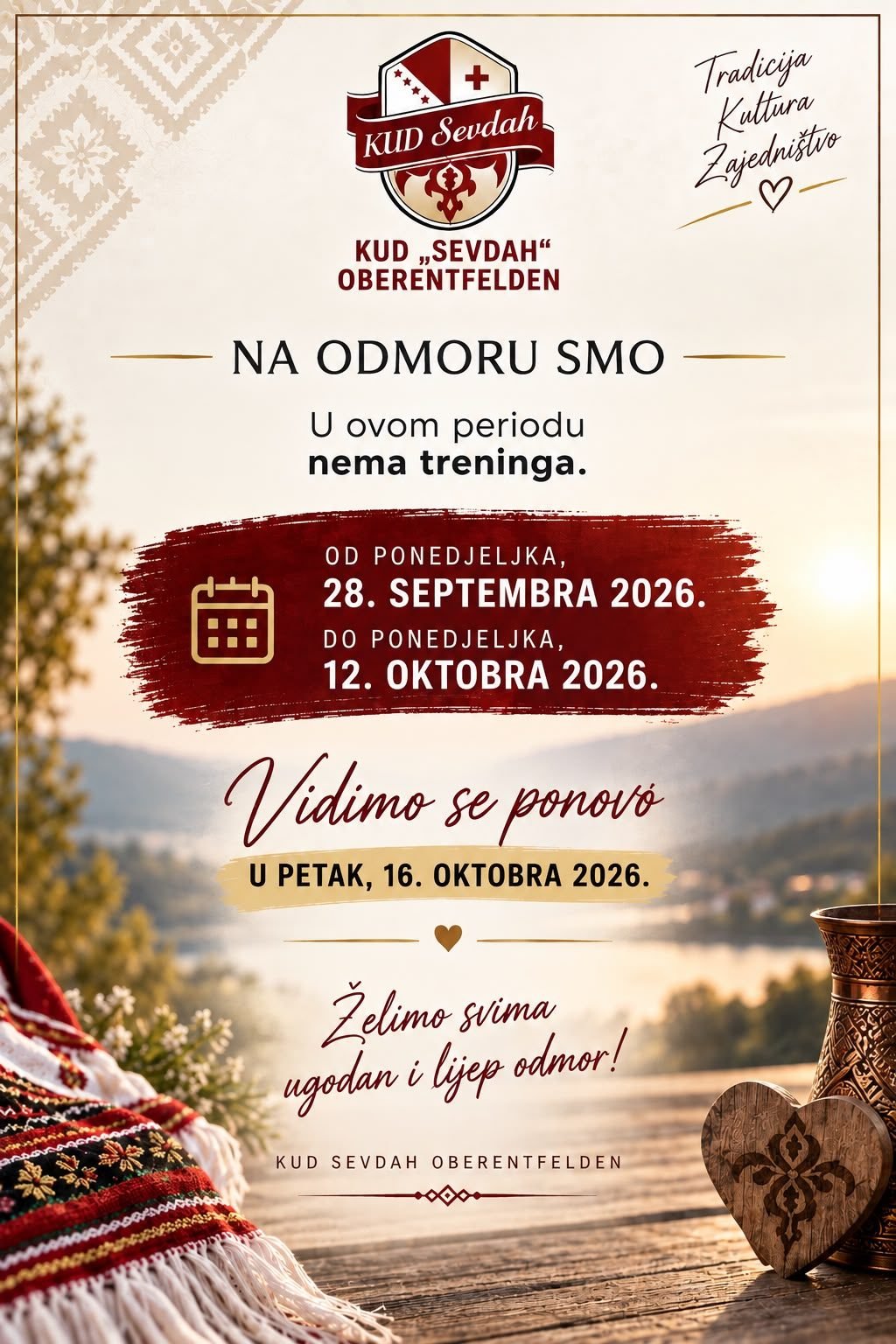 Plakat KUD-a Sevdah o jesenskom odmoru 2026