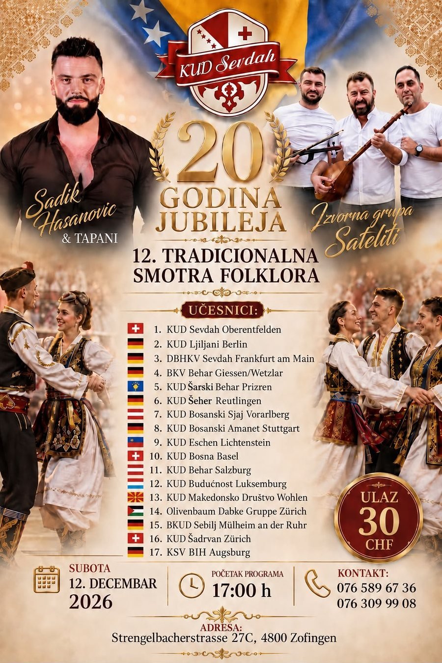 Plakat 12. tradicionalne smotre folklora u Zofingenu